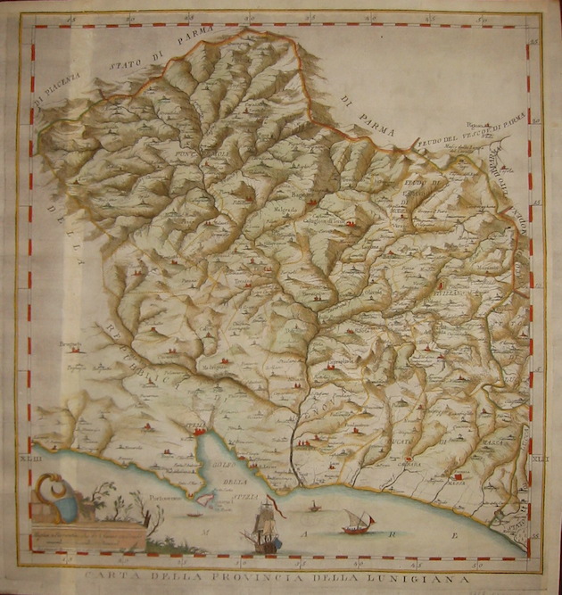 Morozzi Ferdinando Carta della provincia della Lunigiana 1768 Firenze 